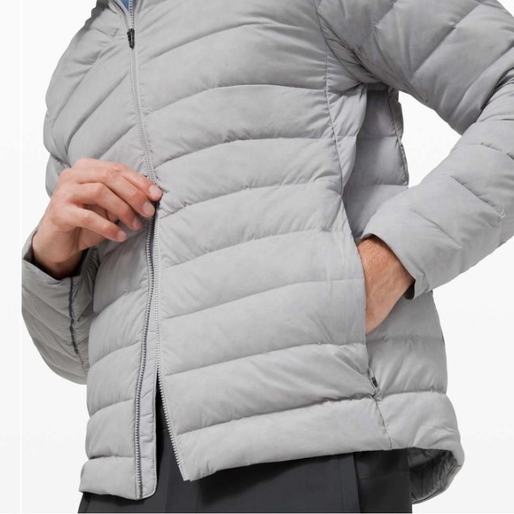 lululemon men’s navigation stretch down goose down hoodie in silver drop - Picture 3 of 14